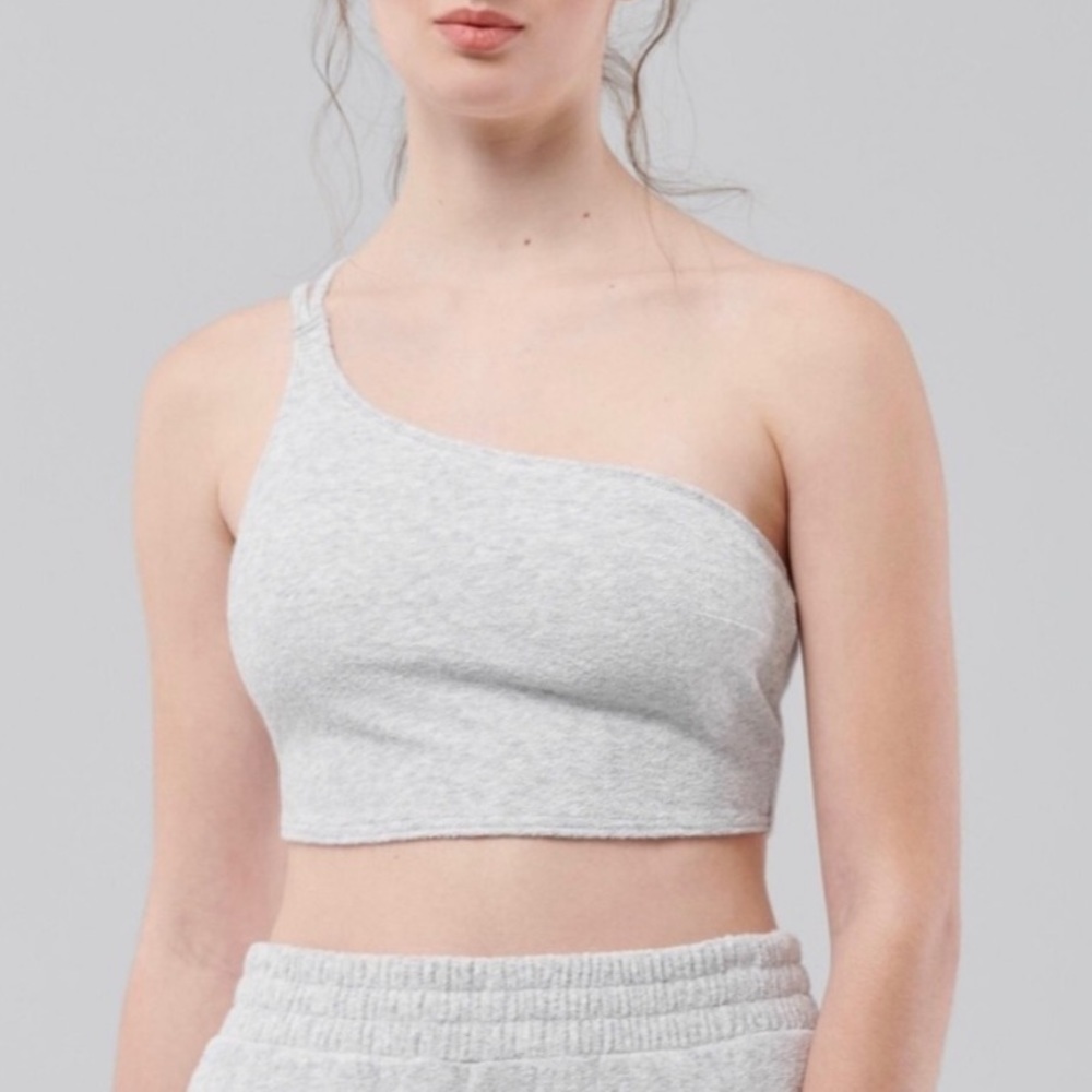 NEW Gilly Hicks Hollister Terry Fleece One Shoulder Bralette in Grey